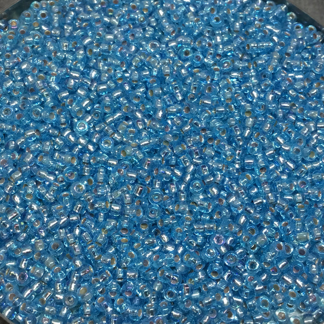 Size 11/0 Glossy Finish Silver-Lined Aqua AB Color Miyuki Glass Seed Beads - Sold by 23 Gram Tubes (~ 2500 Beads / Tube) - (11-91018)