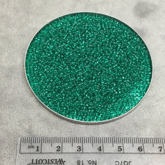 Size 11/0 Glossy Finish Dark Green Color Transparent Miyuki Glass Seed Beads - Sold by 23 Gram Tubes (~ 2500 Beads / Tube) - (11-9147)