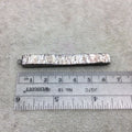 Gunmetal Electroplate Finish Iridescent Beige Rectangle Shape Natural Druzy Stone Bezel Pendant Component ~ 8mm x 50-60mm - Sold Per Each
