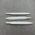 4" Detailed White/Ivory Carved Feather Shape Natural Ox Bone Component W .8mm PARTIALLY End Drilled 1/4" Hole  ~  12mm x 100-110mm Approx.