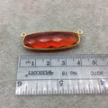 Gold Vermeil Faceted Orange Hydro (Lab Created) Quartz Long Oval Shaped Bezel Connector - Measuring 12mm x 38mm - Sold Individually