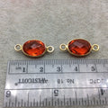 Gold Vermeil Faceted Orange Hydro (Lab Created) Quartz Oval Shaped Bezel Connector - Measuring 10mm x 14mm - Sold Individually