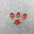 Gold Vermeil Faceted Orange Hydro (Lab Created) Quartz Oval Shaped Bezel Connector - Measuring 10mm x 14mm - Sold Individually