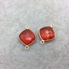 Gold Vermeil Faceted Orange Hydro (Lab Created) Quartz Diamond Shaped Bezel Connector W Asst. Patterned Wire ~ 18mm x 18mm - Sold Per Each