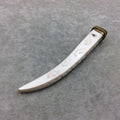 SALE - 4.5" White/Ivory Squared Tusk/Claw Shaped Ox Bone Pendant with Carved Commas and Gold Cap - Measuring 18 x 105mm - (TR45WHSQCT)