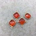 Jeweler's Lot Gold Vermeil Faceted Orange Hydro (Lab Made) Quartz Assorted 4 Bezel Pendants/Connectors ~ 15mm x 15mm - Sold As Shown