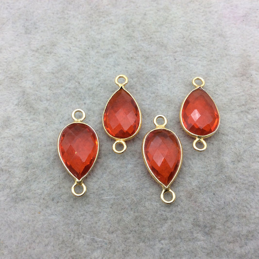 Jeweler's Lot Gold Vermeil Faceted Orange Hydro (Lab Made) Quartz Assorted 4 Bezel Pendants/Connectors ~ 12mm x 17mm - Sold As Shown