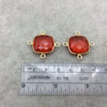 Jeweler's Lot Gold Vermeil Faceted Orange Hydro (Lab Made) Quartz Assorted 2 Bezel Pendants/Connectors ~ 18mm x 18mm - Sold As Shown