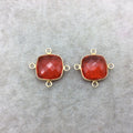 Jeweler's Lot Gold Vermeil Faceted Orange Hydro (Lab Made) Quartz Assorted 2 Bezel Pendants/Connectors ~ 18mm x 18mm - Sold As Shown