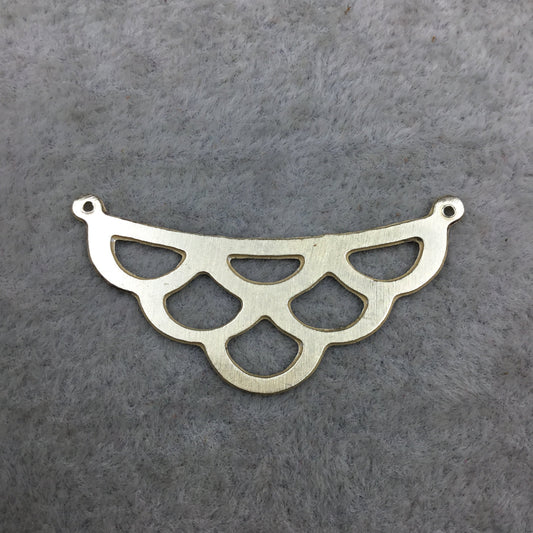15mm x 35mm Gold Brushed Finish Scalloped Cut Out Shaped Plated Brass Components - Sold in Bulk Packs of 10 Pieces - (482-GD)