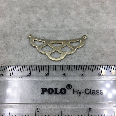 15mm x 35mm Gold Brushed Finish Scalloped Cut Out Shaped Plated Brass Components - Sold in Bulk Packs of 10 Pieces - (482-GD)