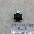 Sterling Silver Faceted Dark Olive (Lab Created) Quartz Square Shaped Bezel Pendant - Measuring 12mm x 12mm - Sold Individually