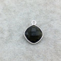 Sterling Silver Faceted Dark Olive (Lab Created) Quartz Diamond Shaped Bezel Pendant - Measuring 12mm x 12mm - Sold Individually