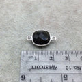 Sterling Silver Faceted Dark Olive (Lab Created) Quartz Square Shaped Bezel Connector - Measuring 12mm x 12mm - Sold Individually