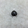 Sterling Silver Faceted Dark Olive (Lab Created) Quartz Heart Shaped Bezel Connector - Measuring 12mm x 12mm - Sold Individually