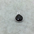 Sterling Silver Faceted Dark Olive (Lab Created) Quartz Heart Shaped Bezel Pendant - Measuring 12mm x 12mm - Sold Individually