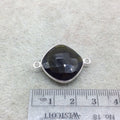 Sterling Silver Faceted Dark Olive (Lab Created) Quartz Diamond Shaped Bezel Connector - Measuring 18mm x 18mm - Sold Individually