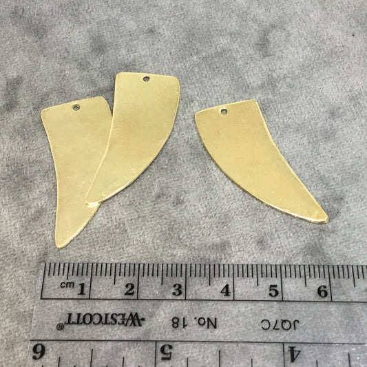16mm x 38mm Gold Plated Brass Rustic Handmade Tusk/Claw Blank Pendant/Charm with One 1.5mm Drilled Hole - Hand-Cut, Sold Individually