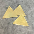 36mm x 36mm Gold Plated Brass Rustic Handmade Triangle Blank Pendant/Charm with One 1.5mm Drilled Hole - Hand-Cut, Sold Individually