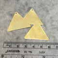36mm x 36mm Gold Plated Brass Rustic Handmade Triangle Blank Pendant/Charm with One 1.5mm Drilled Hole - Hand-Cut, Sold Individually