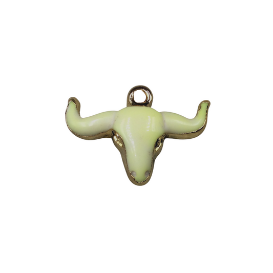 1.5" Gold Plated Light Yellow Acrylic Steer Skull Pendant - Measuring 36mm x 25mm Approx. - Available in 10 Colors, See Related Items Link