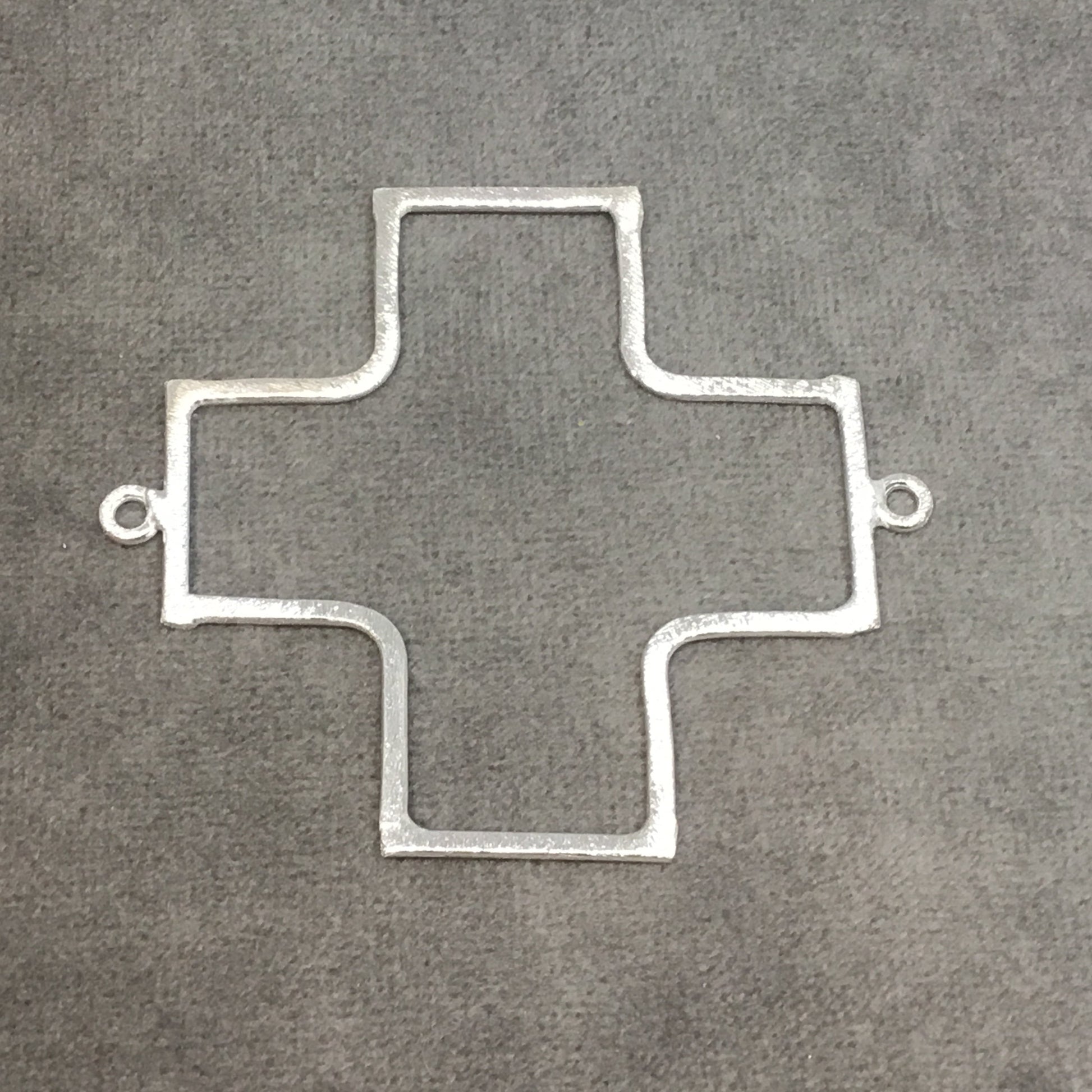 Large Silver Plated Copper Open SQUARED Cross/Plus Sign Shape Connector Components - ~ 52mm x 52mm - Sold in Packs of 10 (194-SV)