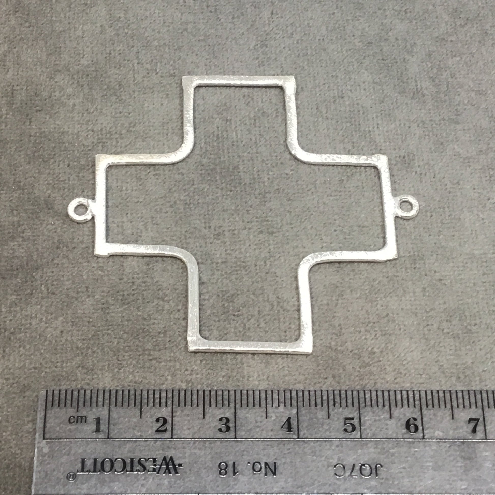 Large Silver Plated Copper Open SQUARED Cross/Plus Sign Shape Connector Components - ~ 52mm x 52mm - Sold in Packs of 10 (194-SV)
