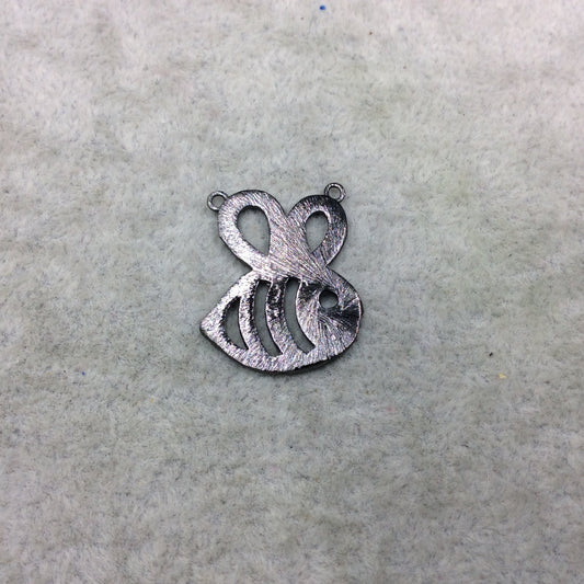 20mm x 25mm Gunmetal Brushed Finish Bee Shaped Plated Copper Components with 2 Rings - Sold in Pre-Counted Packs of 10 Pieces - (444-GM)