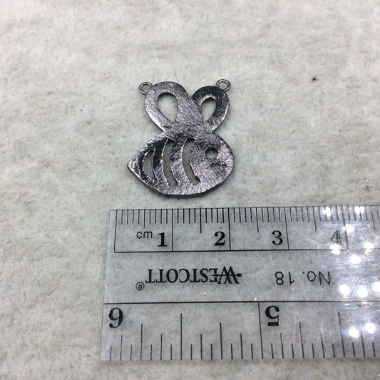 20mm x 25mm Gunmetal Brushed Finish Bee Shaped Plated Copper Components with 2 Rings - Sold in Pre-Counted Packs of 10 Pieces - (444-GM)