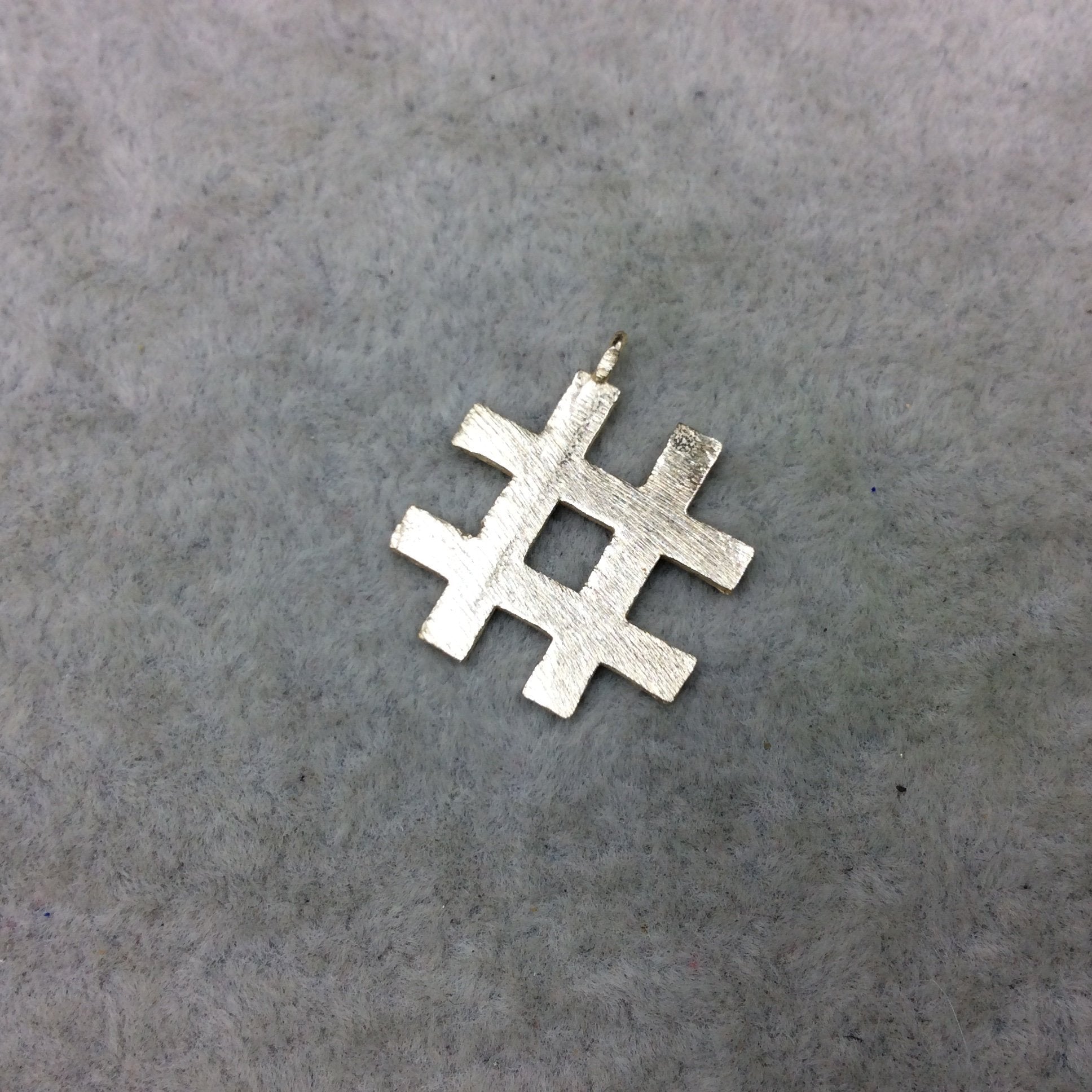 20mm x 20mm Gold Brushed Finish Hashtag/Pound Shaped Plated Copper Components - Sold in Pre-Counted Packs of 10 Pieces - (447-GD)