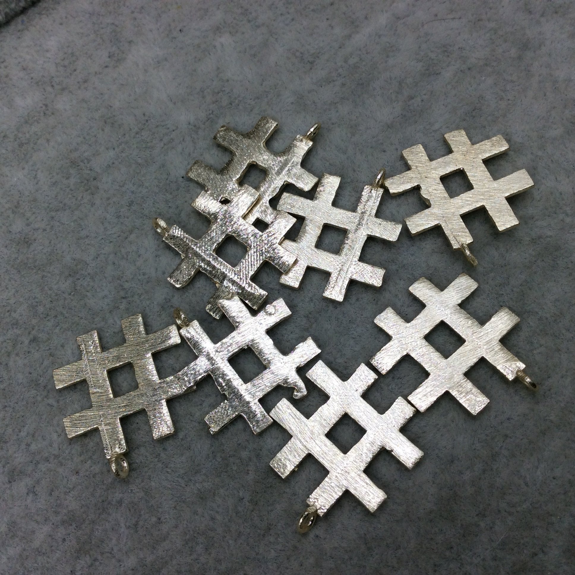20mm x 20mm Gold Brushed Finish Hashtag/Pound Shaped Plated Copper Components - Sold in Pre-Counted Packs of 10 Pieces - (447-GD)