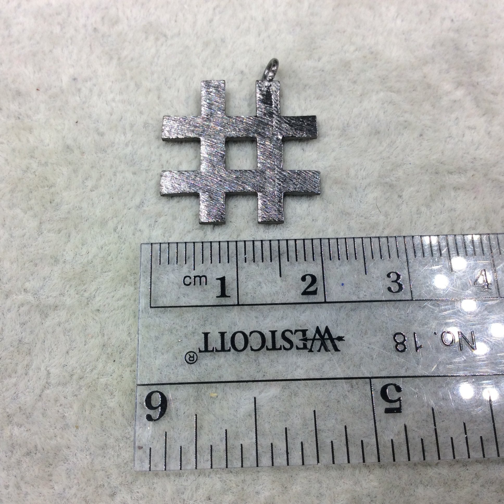 20mm x 20mm Gunmetal Brushed Finish Hashtag/Pound Shaped Plated Copper Components - Sold in Pre-Counted Packs of 10 Pieces - (447-GM)