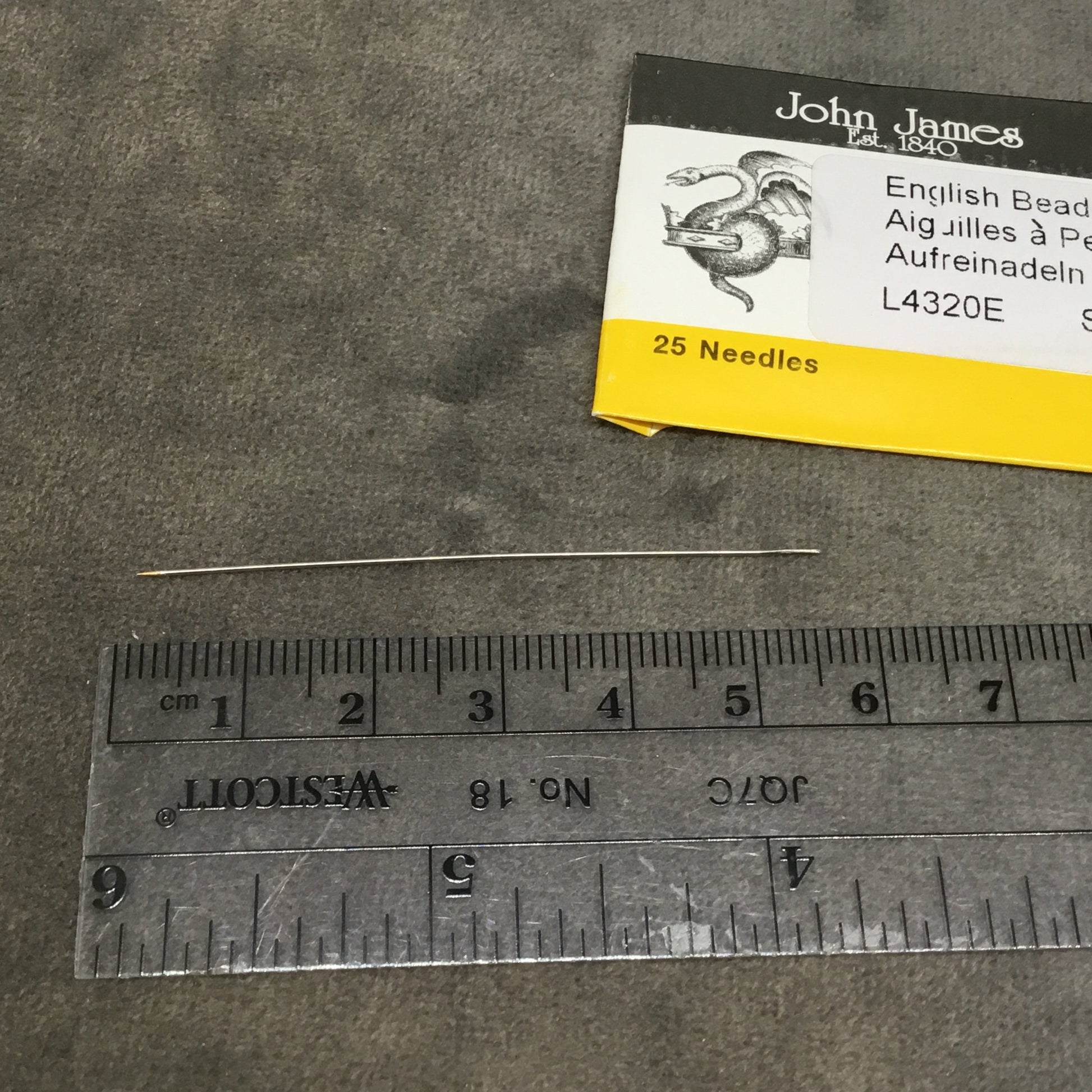 John James Brand Size 10 English Beading Needles - Pack of Twenty Five (25) Needles, Measuring 55mm Long - Fits .46mm (15/0+) Holes!