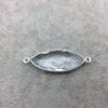 Sterling Silver Faceted Clear (Lab Created) Quartz Marquise Shaped Bezel Connector - Measuring 15mm x 35mm - Sold Individually