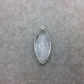 Sterling Silver Faceted Clear (Lab Created) Quartz Marquise Shaped Bezel Pendant - Measuring 15mm x 35mm - Sold Individually