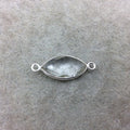 Sterling Silver Faceted Clear (Lab Created) Quartz Marquise Shaped Bezel Connector - Measuring 10mm x 20mm - Sold Individually