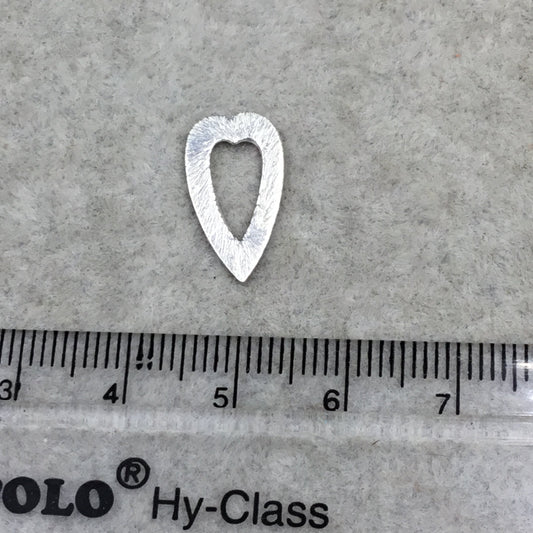 Silver Brushed Small Heart/Arrowhead Pendant/Charm Plated Copper Components - Measuring 9mm x 17mm - Sold in Packs of 10 -  (229-SV)
