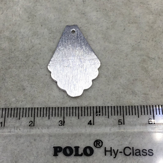 Medium Sized Fan/Scallop Silver Brushed Plated Copper Pendant Components - Measuring 18mm x 29mm - Sold in Packs of 10 (438-SV)