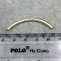 Gold Brushed Long Brushed Curved Tube Plated Copper Component - Measuring 2mm x 41mm - Sold in Packs of 10 (442-GD)