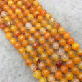 8mm Faceted Mixed Yellow/Orange Agate Round/Ball Shaped Beads - 14.75" Strand (Approximately 48 Beads) - Natural Semi-Precious Gemstone