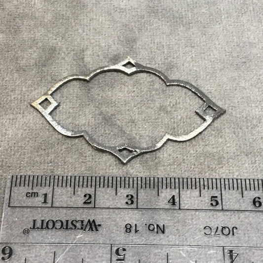34mm x 49mm Gunmetal Brushed Finish Open Cutout Marquise Shaped Plated Copper Components - Sold in Pre-Counted Bulk Packs of 10 Pieces