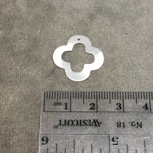 20mm Silver Brushed Finish Thick Open Quatrefoil Shaped Plated Copper Components - Sold in Pre-Counted Bulk Packs of 10 Pieces - (053-SV)
