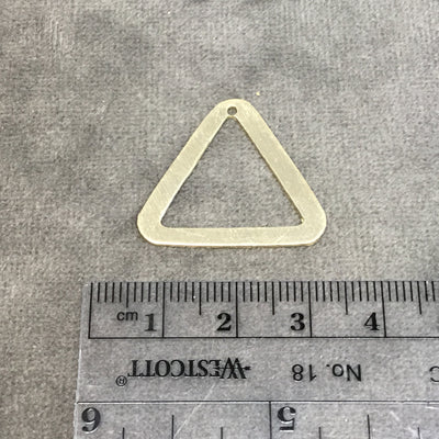 27mm x 24mm Gold Brushed Finish Thick Triangle Shaped Plated Copper Components - Sold in Pre-Counted Bulk Packs of 10 Pieces - (222-GD)