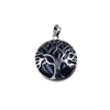 1" Silver Plated Copper Cut Out Tree Focal Bezel Pendant with Blue Goldstone - Measures 26mm x 26mm - Sold Per Each, Chosen at Random