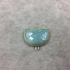 Gold Plated Natural Amazonite Faceted Half-Moon Shaped Copper Bezel Pendant/Connector - Measures 25mm x 20mm - Sold Individually, Random