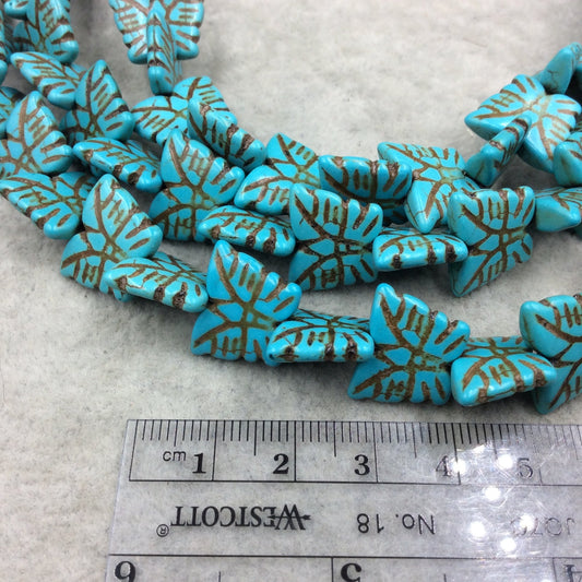 12mm x 15mm Dyed Turquoise/Brown Howlite Butterfly Shaped Beads - Sold by 15.25" Strands (Approx. 39 Beads) - Quality Gemstone