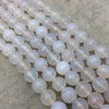 10mm Faceted Natural Pale White Agate Round/Ball Shaped Beads with 1mm Holes - Sold by 15" Strands (Approx. 38 Beads) - Quality Gemstone