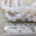 10mm Faceted Natural Pale White Agate Round/Ball Shaped Beads with 1mm Holes - Sold by 15" Strands (Approx. 38 Beads) - Quality Gemstone