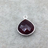 Sterling Silver Faceted Deepest Red (Lab Created) Quartz Heart Shaped Bezel Pendant - Measuring 15mm x 15mm - Sold Individually