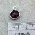 Sterling Silver Faceted Deepest Red (Lab Created) Quartz Round Shaped Bezel Pendant - Measuring 10mm x 10mm - Sold Individually